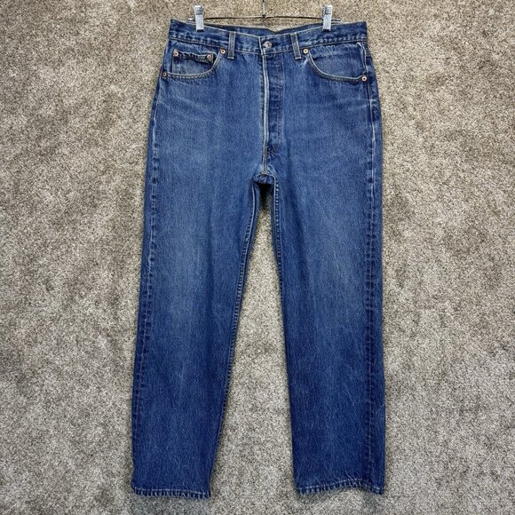 VTG Levis 501xx Jeans Mens 36x31 Blue Vintage 1990s Made in USA Denim Button Fly - Picture 2 of 11